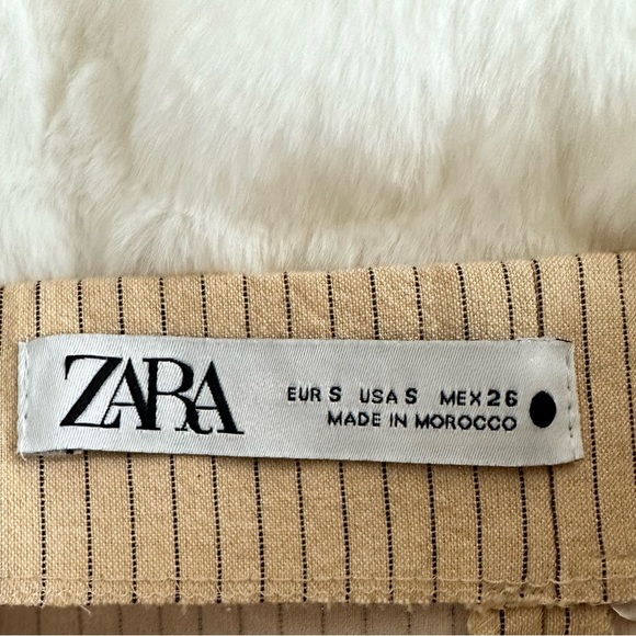 ZARA Beige Pinstripe Wrap Style Skirt & Ruched Crop Top Set – Size S - Picture 9 of 10